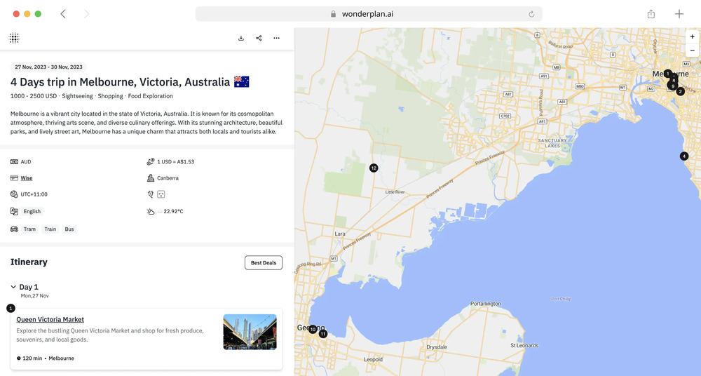 وندر بلان يمكنه إنشاء خطط يومية مفصلة المصدر: Wonderplan