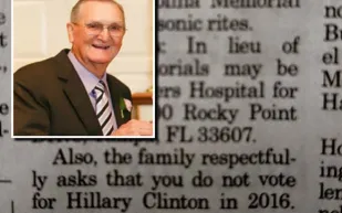 وصية أمريكي قبل مماته: أرجوكم لا تصوتوا لهيلاري كلينتون‎