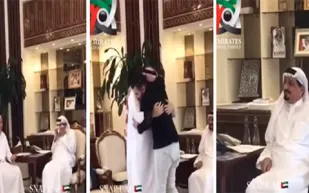 شاهد| بكاء حاكم عجمان عقب لم شمل أب سوري بابنه بعد فراق 6 سنوات