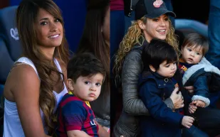 جمال الكلاسيكو ..شاهد زوجات لاعبي ريال مدريد وبرشلونة في المدرجات (فيديو)