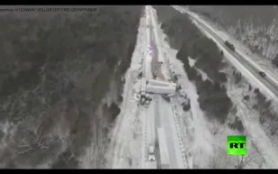 بالفيديو.. شاهد أكبر حادث مروري مروع في العالم