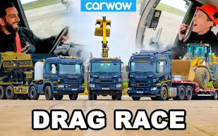 سباق العملاقة بين شاحنات بوزن 115 طنا وقوة 1360 حصانا (فيديو)