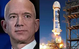 تفاصيل عودة جيف بيزوس إلى الأرض بعد رحلة ناجحة لحافة الفضاء (فيديو)