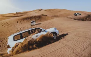 فيديو طريف لسعوديين أثناء مساعدة طلاب أجانب غرزت سيارتهم في الصحراء