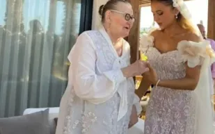 لأول مرة والدة نيللي كريم الروسية تظهر في حفل زفافها (فيديو)