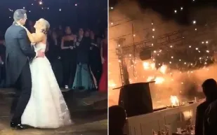 حفل زفاف يتحول إلى كارثة بسبب الألعاب النارية (فيديو)