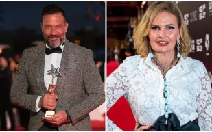 لقطة طريفة بين ماجد المصري ويسرا في كواليس البحر الأحمر السينمائي (فيديو)