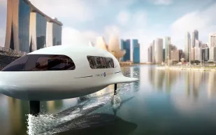 أول قارب طائر في العالم يبحر بدون ضوضاء أو انبعاثات من دبي