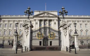 واقعة غريبة.. رجل يقيد نفسه ببوابة قصر باكنغهام الملكي (فيديو)