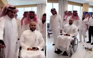 يزيد الراجحي يغادر المستشفى بعد حادث رالي الأردن (فيديو)