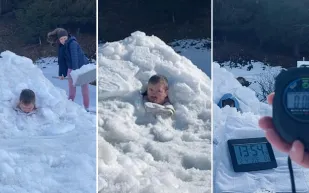 رياضي سويسري يحطم الرقم القياسي العالمي لتحمل الثلج (فيديو)