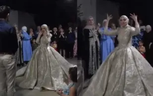 عروس لبنانية تذهل الجميع بمفاجأة لزوجها الأصم في حفل الزفاف (فيديو)
