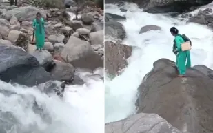 مشهد بطولي.. ممرضة تعبر النهر لإنقاذ رضيع (فيديو)