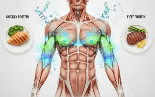 دراسة تكشف: نوع البروتين الحيواني يغيّر استجابة بناء العضلات