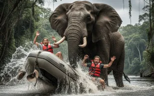 لحظات رعب في دلتا أوكافانغو.. فيل غاضب يقلب قوارب سياح