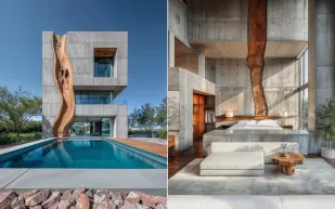 قلب من الخشب وجسد من الخرسانة.. منزل فاخر يعيد تعريف الجمال المعماري