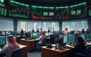 سوق الأسهم يغلق مرتفعاً 26 نقطة بتداولات 4.9 مليار ريال 