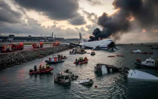 كارثة جوية في هونغ كونغ.. طائرة شحن تنزلق وتغرق جزئيًا في البحر (فيديو)