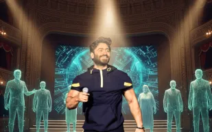  تامر حسني يستخدم الذكاء الاصطناعي لإحياء أساطير المسرح المصري