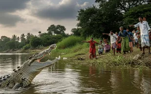 ذعر في الهند بعد هجوم تمساح على سيدة خمسينية وخطفها (فيديو)