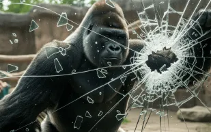 غوريلا تحطم الزجاج في حديقة حيوانات سان دييغو (فيديو)