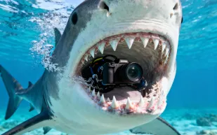 لحظة مروعة.. شاهد ماذا فعل قرش بكاميرا غواص في جزر المالديف (فيديو)