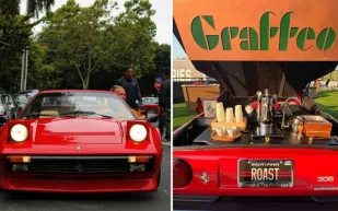 فيراري تتحول إلى مقهى متنقل.. فنجان إسبريسو بسرعة 158 ميلاً في الساعة!