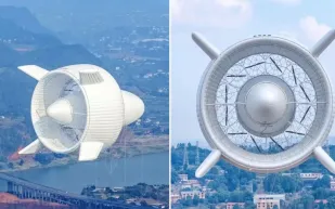 الصين تكشف عن أول "سفينة هوائية" لتحويل الرياح إلى كهرباء
