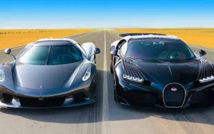 1600 حصان وجهاً لوجه.. بوغاتي شيرون تتحدى كوينيجسيج جيسكو أبسولوت (فيديو)