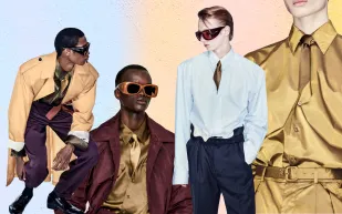 ربطة العنُق داخل القميص : دار "Saint Laurent"  تُعيد تعريف ربطة العنق الكلاسيكية بجرأة 