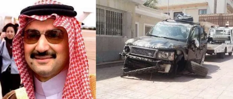 الوليد بن طلال ينجو من حادث انقلاب سيارته