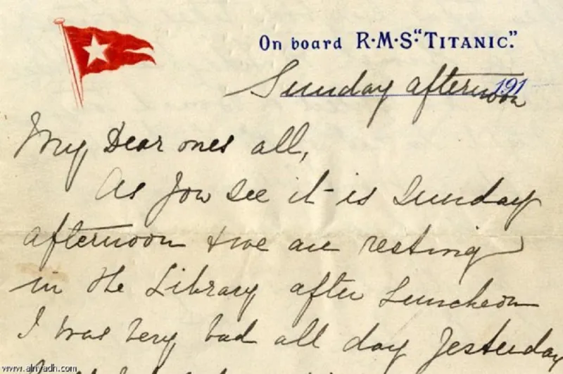 بيع آخر رسالة من السفينة تايتانيك بمبلغ 119 ألف جنيه استرليني