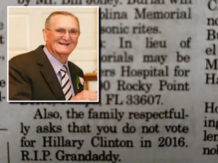 وصية أمريكي قبل مماته: أرجوكم لا تصوتوا لهيلاري كلينتون‎