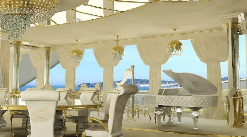 بالصور:يخت "الجمال" مصنوع من الذهب والاحجار الكريمة 