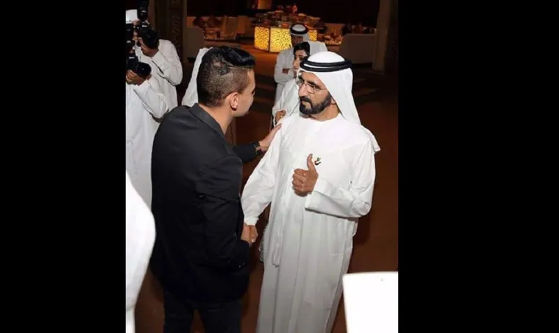 بالصور: الشيخ محمد بن راشد مع رامز جلال وناصر القصبي 