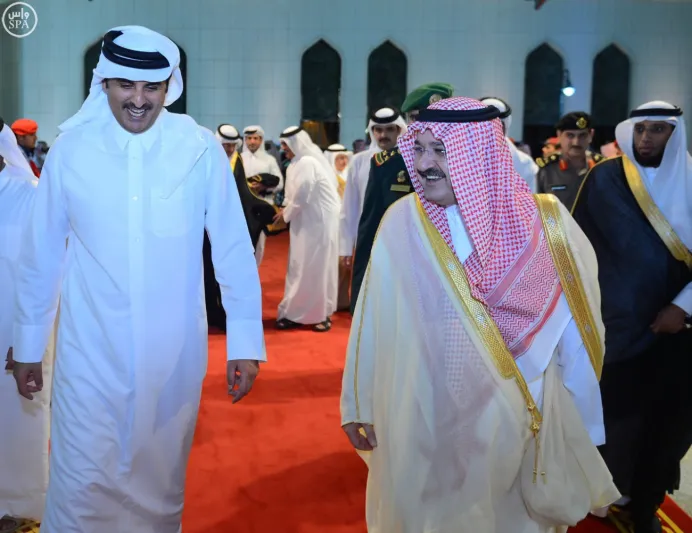 بالصور:حفل إفطار الملك سلمان إكراما للشيخ تميم أمير قطر 