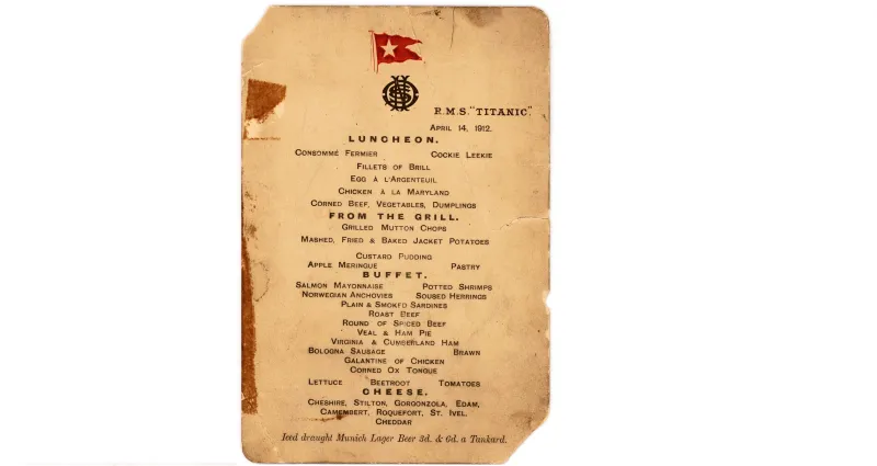 قائمة طعام "تايتانيك"... في المزاد العلني 