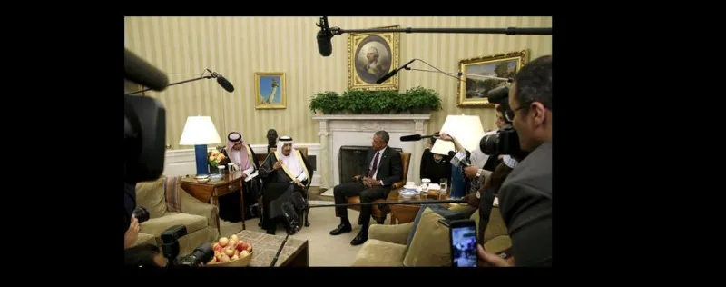 بالصور: الملك سلمان يلتقي الرئيس الأمريكي 