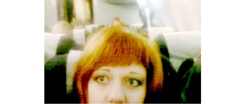 بالصورة...التقطت سيلفي بالطائرة.. ثم فوجئت بظهور كائن فضائي خلفها!