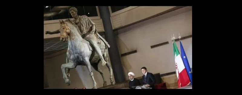 بالصور.. إيطاليا تغطي التماثيل العارية من أجل الرئيس الإيراني 