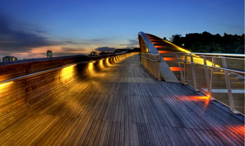 جسر هندرسون المتموج - سنغافورة  امواح وسط العابات 