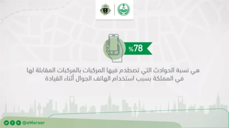 المرور السعودي:78% من نسبة حوادث المركبات في المملكة بسبب الجوال!