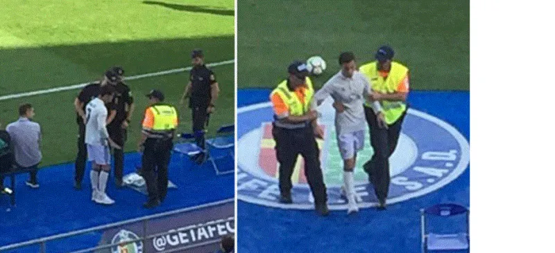 لحظة اعتقال رونالدو في مباراة خيتافي