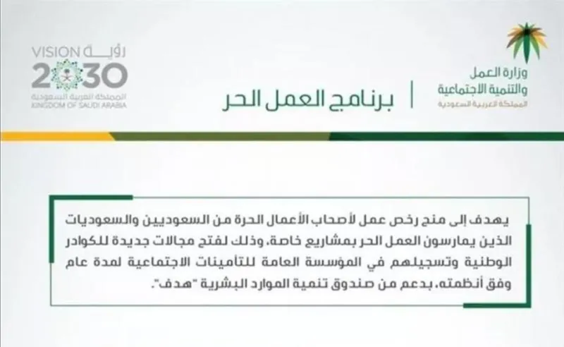 تحديد  شروط تلقي دعم العمل الحر