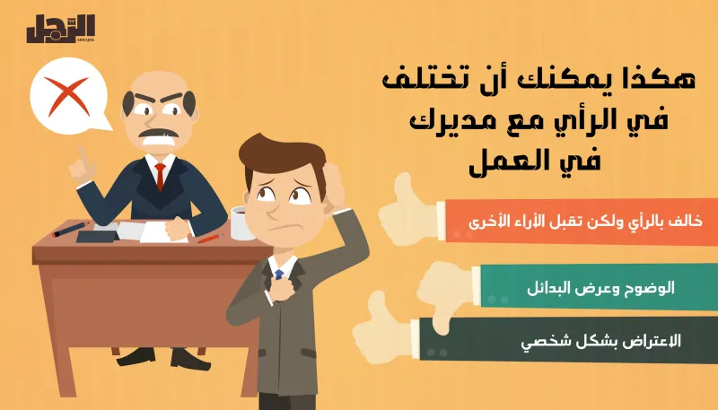 هكذا يمكنك أن تختلف في الرأي مع مديرك في العمل (إنفوجراف)