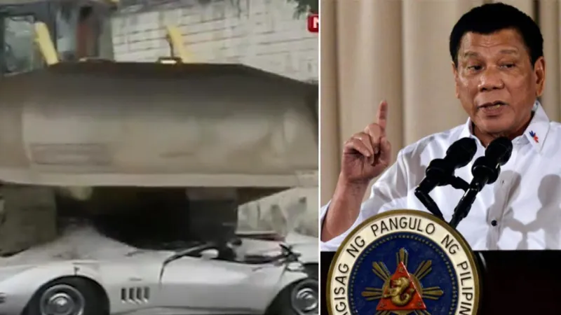 تعرف على سر سحق الرئيس الفلبيني 20 سيارة فارهة!