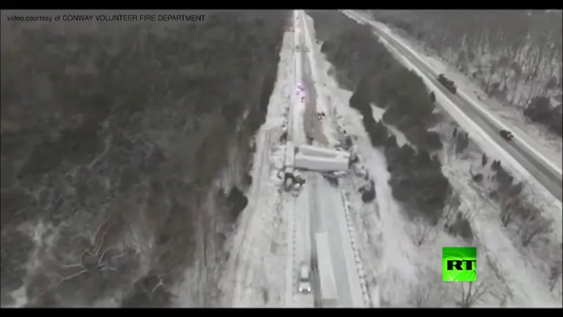 بالفيديو.. شاهد أكبر حادث مروري مروع في العالم