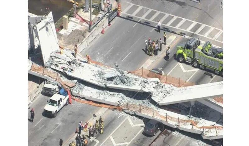 شاهد| 6 قتلى في انهيار جسر مشاة في جامعة فلوريدا الأميركية