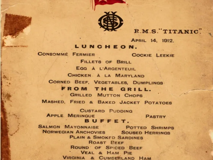 قائمة طعام سفينة «تيتانيك» تُباع بـ100 ألف إسترليني