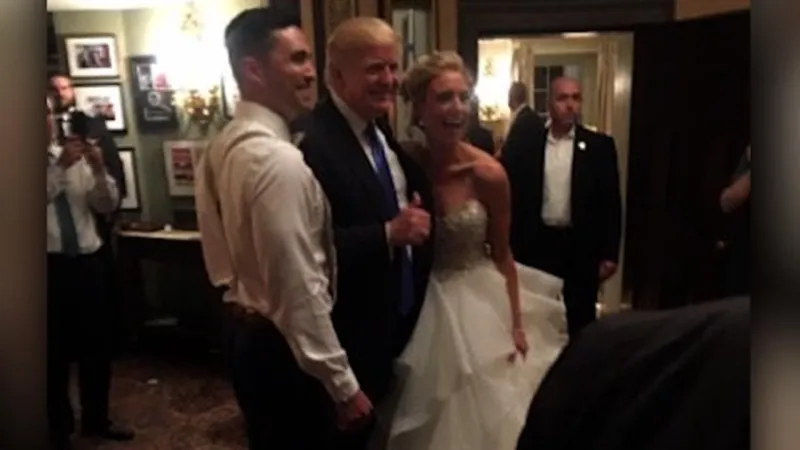 شاهد/ دونالد ترامب يفاجئ  حفل زفاف بولاية نيوجيرسي ويهنئ العروسين